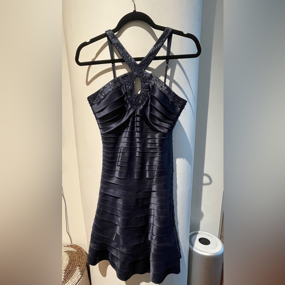 adrianna papell boutique navy blue dress